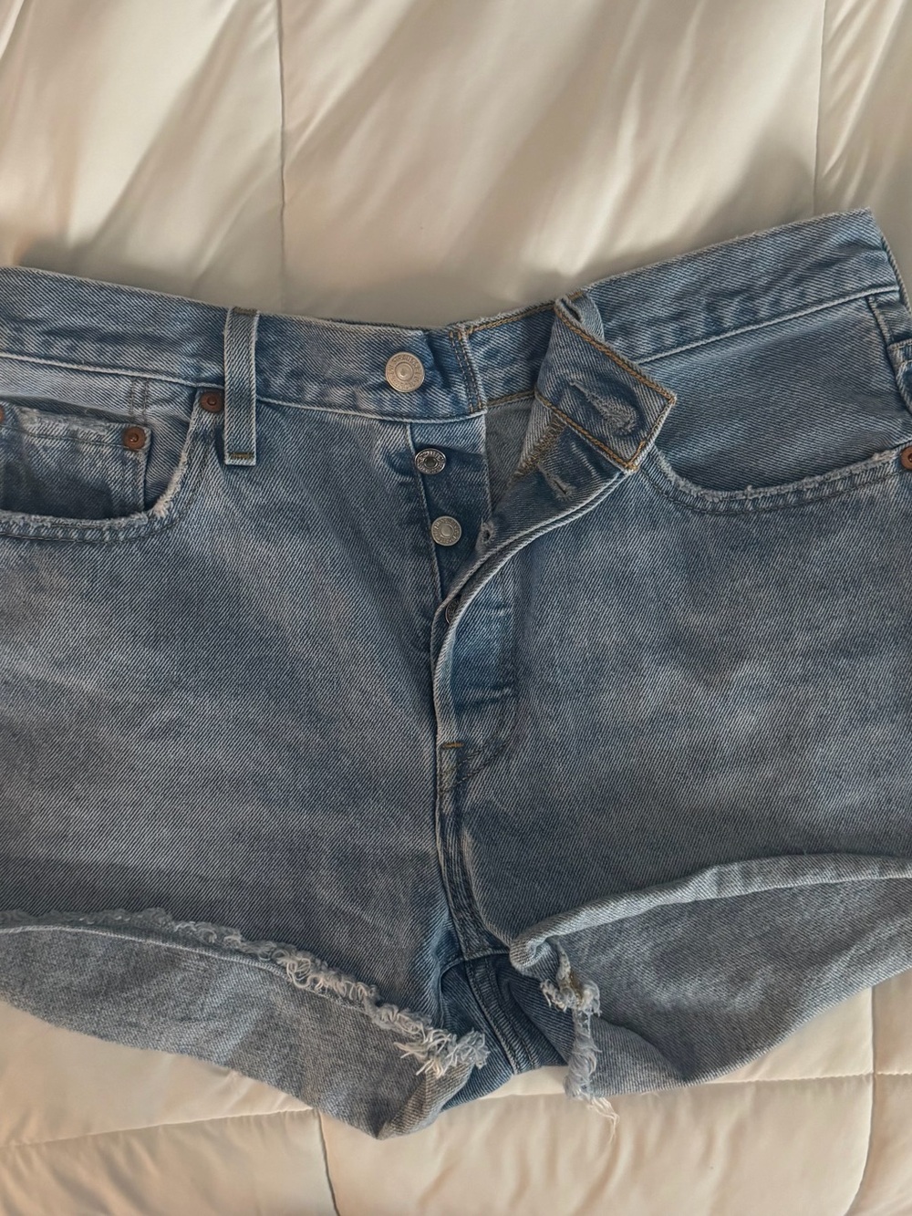 Levi Classic High-Waist Light Wash Denim Shorts